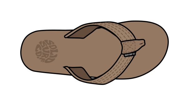 Solid Leather Flip Flop - Woodsmoke